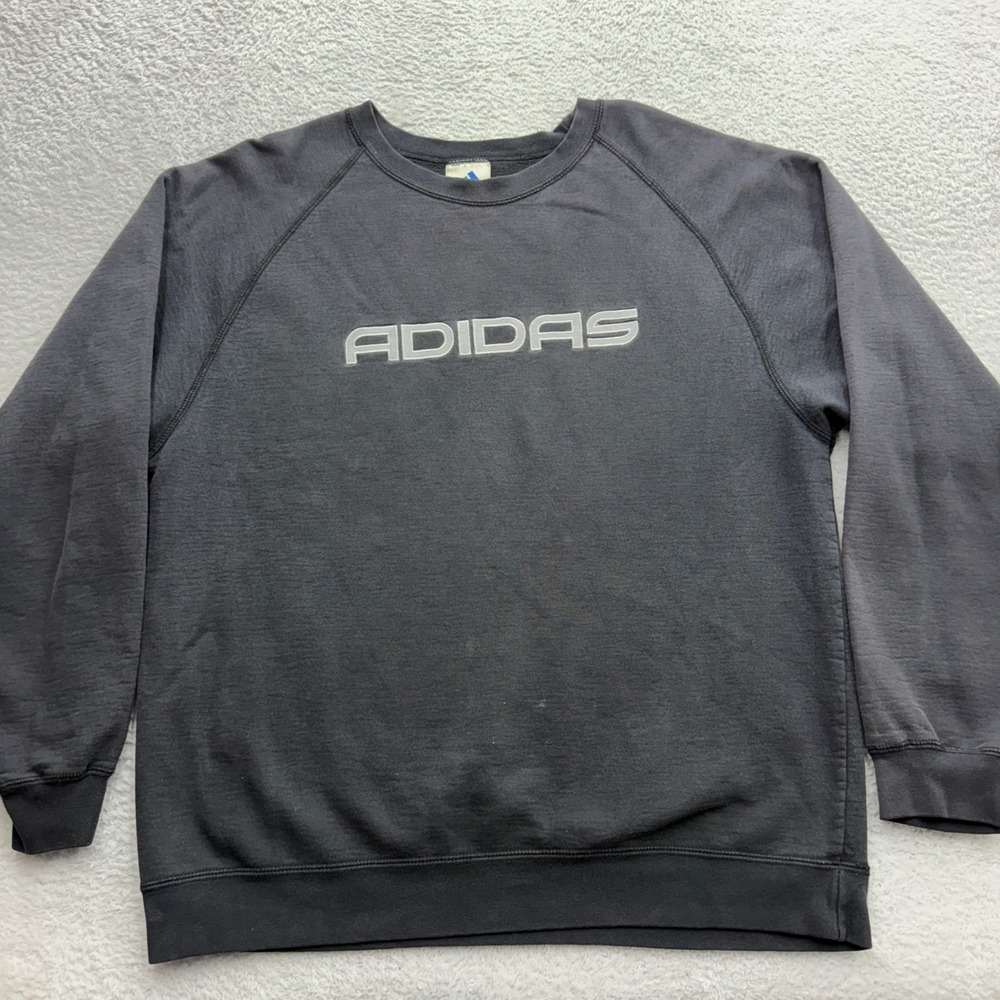Vintage Adidas Spellout Sweatshirt Mens Medium Black Crewneck Made in Canada 90s